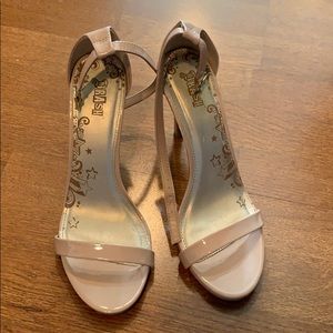 Strappy tan heels